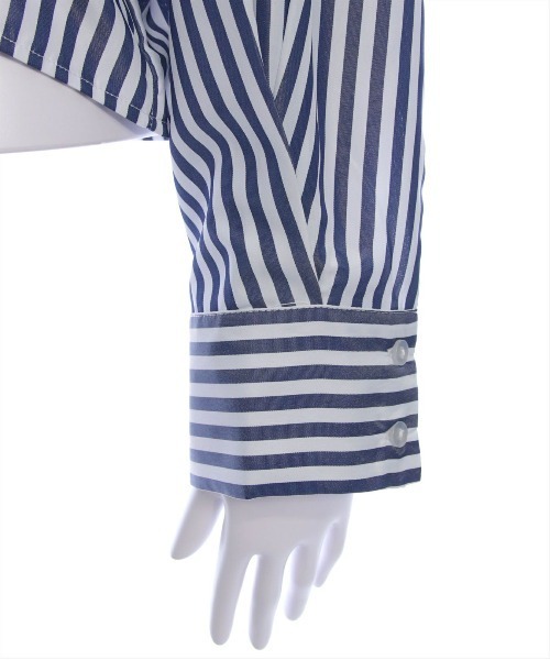 CLEAR BASIC（クリアベーシック）の「裾ドロストストライプシャツ [着回し力万能 大人ガーリー ]≪CLEAR BASIC≫（シャツ/ブラウス・レディース・サックスブルー/オフホワイト/ブルー系その他・F）」の16枚目の写真