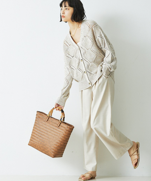 abahouse mavie(アバハウスマヴィ)の「バンブートートバック(かごバッグ・レディース・ブラック/ダークブラウン・フリー)」の3枚目の写真