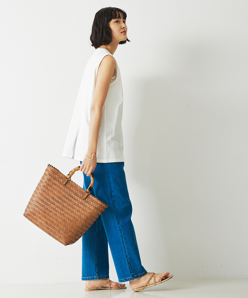 abahouse mavie(アバハウスマヴィ)の「バンブートートバック(かごバッグ・レディース・ブラック/ダークブラウン・フリー)」の5枚目の写真