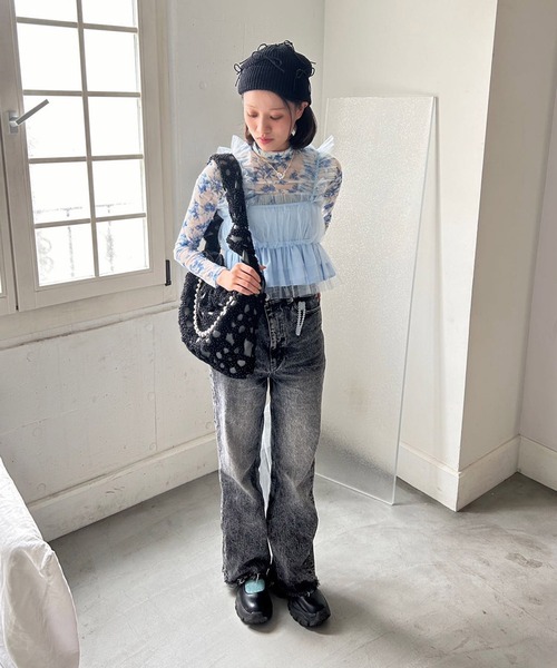 Casselini(キャセリーニ)の「Casselini(キャセリーニ)デコレーションパールバッグ(ショルダーバッグ・レディース・ブラック/アイボリー・FREE)」の13枚目の写真