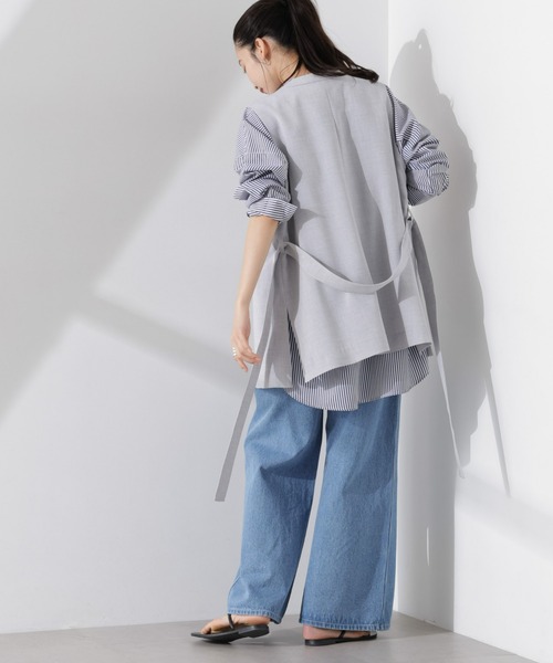 NANO universe（ナノユニバース）の「多機能素材ジレ(セットアップ可)（ノーカラージャケット・レディース・ライトグレー/ダークネイビー/ベージュ・FREE）」の8枚目の写真