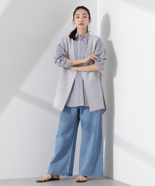 NANO universe（ナノユニバース）の「多機能素材ジレ(セットアップ可)（ノーカラージャケット・レディース・ライトグレー/ダークネイビー/ベージュ・FREE）」の10枚目の写真