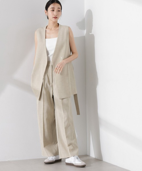 NANO universe（ナノユニバース）の「多機能素材ジレ(セットアップ可)（ノーカラージャケット・レディース・ライトグレー/ダークネイビー/ベージュ・FREE）」の14枚目の写真