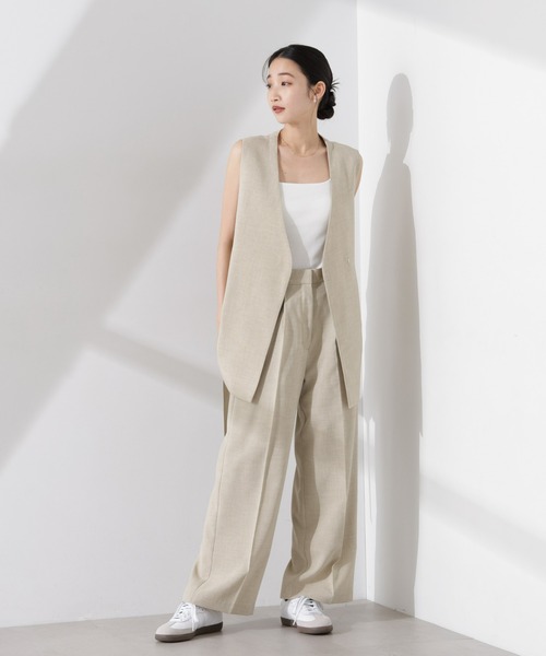 NANO universe（ナノユニバース）の「多機能素材ジレ(セットアップ可)（ノーカラージャケット・レディース・ライトグレー/ダークネイビー/ベージュ・FREE）」の15枚目の写真