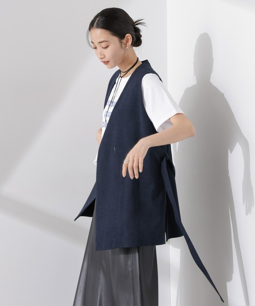 NANO universe（ナノユニバース）の「多機能素材ジレ(セットアップ可)（ノーカラージャケット・レディース・ライトグレー/ダークネイビー/ベージュ・FREE）」の19枚目の写真