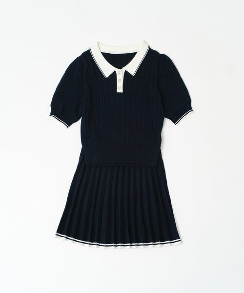 OLIVE des OLIVE(オリーブデオリーブ)の「ニットプリーツスカート(スカート・レディース・イエロー/ネイビー/オフホワイト/トップグレー・FREE)」の7枚目の写真