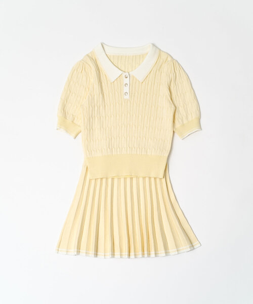 OLIVE des OLIVE(オリーブデオリーブ)の「ニットプリーツスカート(スカート・レディース・イエロー/ネイビー/オフホワイト/トップグレー・FREE)」の10枚目の写真