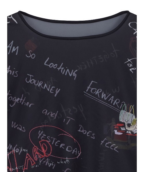 Ameri（アメリ）の「Gabrielle×AMERI 10TH HISTORY SHEER TOP（Tシャツ