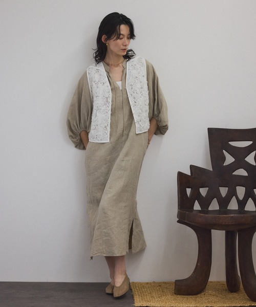 セール】【WEB限定】ヨーロピアンフラックスリネンワンピース［洗える