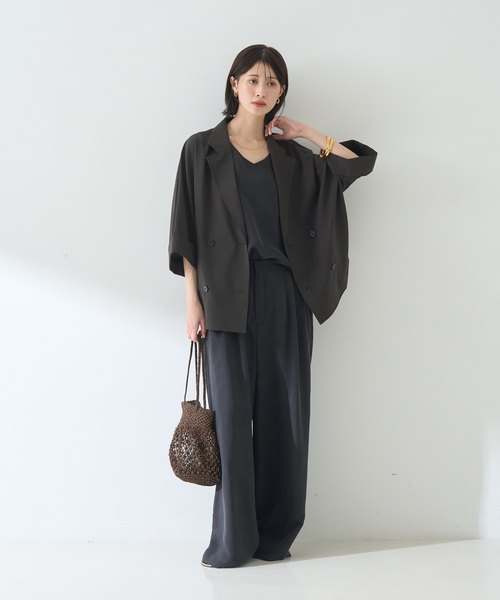 Rouge vif（ルージュヴィフ）の「【セットアップ対応】２WAYキュプラフィブリルノースリブラウス（シャツ/ブラウス・レディース・チャコールグレー/グレイッシュベージュ・フリー）」の11枚目の写真