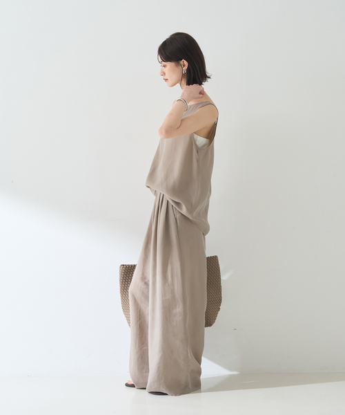 Rouge vif（ルージュヴィフ）の「【セットアップ対応】２WAYキュプラフィブリルノースリブラウス（シャツ/ブラウス・レディース・チャコールグレー/グレイッシュベージュ・フリー）」の17枚目の写真