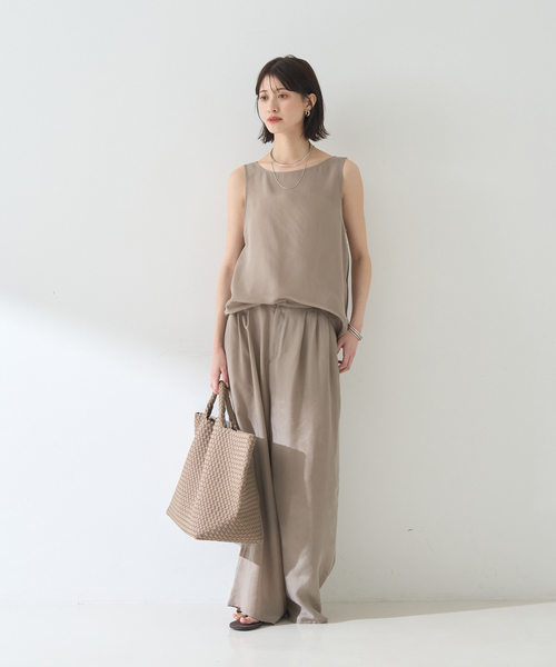 Rouge vif（ルージュヴィフ）の「【セットアップ対応】２WAYキュプラフィブリルノースリブラウス（シャツ/ブラウス・レディース・チャコールグレー/グレイッシュベージュ・フリー）」の19枚目の写真