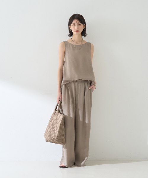 Rouge vif（ルージュヴィフ）の「【セットアップ対応】２WAYキュプラフィブリルノースリブラウス（シャツ/ブラウス・レディース・チャコールグレー/グレイッシュベージュ・フリー）」の20枚目の写真