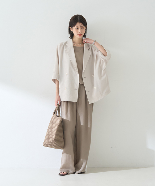 Rouge vif（ルージュヴィフ）の「【セットアップ対応】２WAYキュプラフィブリルノースリブラウス（シャツ/ブラウス・レディース・チャコールグレー/グレイッシュベージュ・フリー）」の21枚目の写真