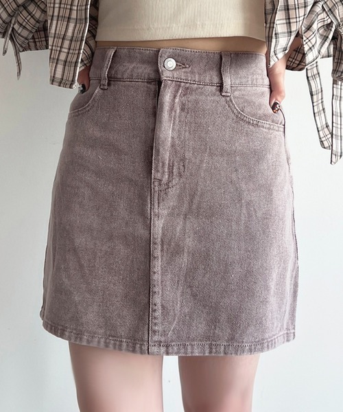 apres jour（アプレジュール）の「【6色展開】デニムミニスカート（デニムスカート・レディース・ライトインディゴブルー/ピンク/アイボリー/ブラウン系その他/ブラック系その他/チャコールグレー・MEDIUM/LARGE）」の5枚目の写真