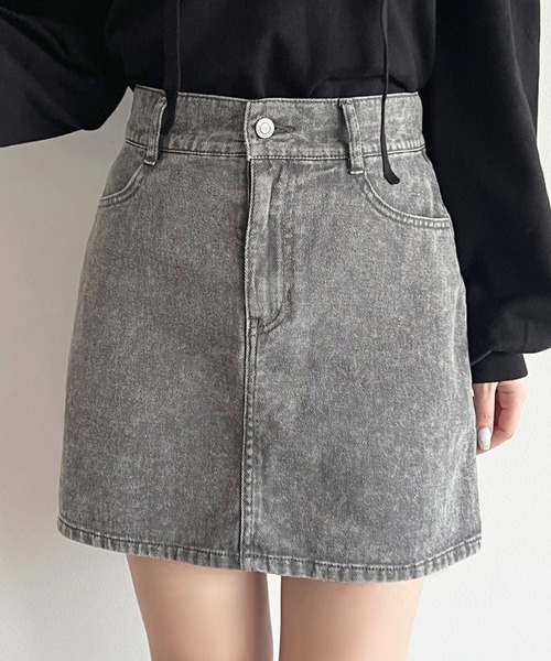 apres jour（アプレジュール）の「【6色展開】デニムミニスカート（デニムスカート・レディース・ライトインディゴブルー/ピンク/アイボリー/ブラウン系その他/ブラック系その他/チャコールグレー・MEDIUM/LARGE）」の4枚目の写真