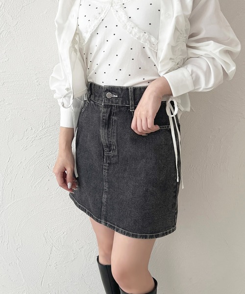 apres jour（アプレジュール）の「【6色展開】デニムミニスカート（デニムスカート・レディース・ライトインディゴブルー/ピンク/アイボリー/ブラウン系その他/ブラック系その他/チャコールグレー・MEDIUM/LARGE）」の14枚目の写真