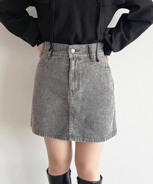 apres jour（アプレジュール）の「【6色展開】デニムミニスカート（デニムスカート・レディース・ライトインディゴブルー/ピンク/アイボリー/ブラウン系その他/ブラック系その他/チャコールグレー・MEDIUM/LARGE）」の18枚目の写真