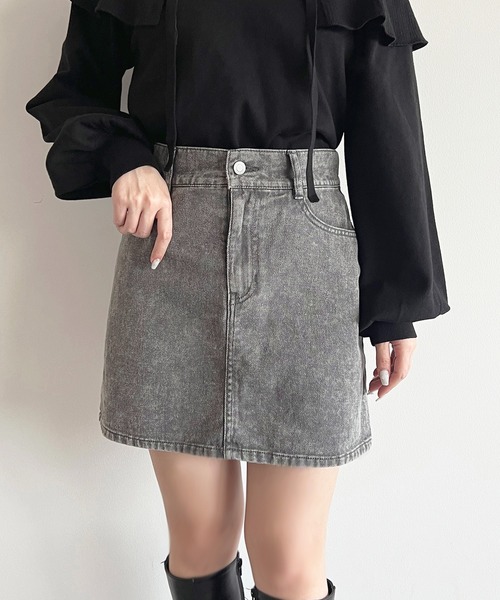 apres jour（アプレジュール）の「【6色展開】デニムミニスカート（デニムスカート・レディース・ライトインディゴブルー/ピンク/アイボリー/ブラウン系その他/ブラック系その他/チャコールグレー・MEDIUM/LARGE）」の19枚目の写真