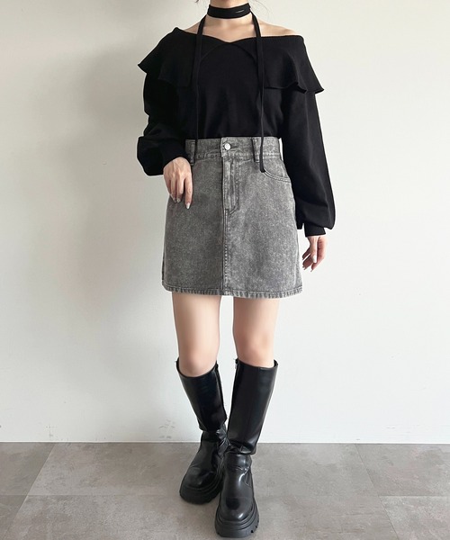 apres jour（アプレジュール）の「【6色展開】デニムミニスカート（デニムスカート・レディース・ライトインディゴブルー/ピンク/アイボリー/ブラウン系その他/ブラック系その他/チャコールグレー・MEDIUM/LARGE）」の20枚目の写真