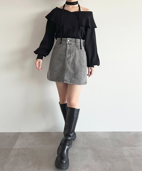 apres jour（アプレジュール）の「【6色展開】デニムミニスカート（デニムスカート・レディース・ライトインディゴブルー/ピンク/アイボリー/ブラウン系その他/ブラック系その他/チャコールグレー・MEDIUM/LARGE）」の22枚目の写真