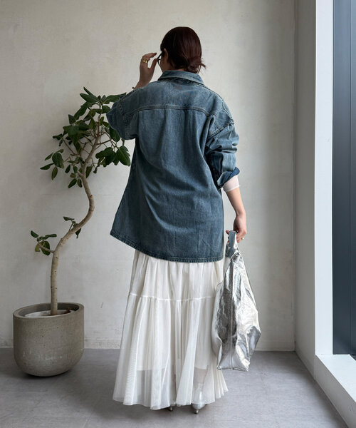 DouDou（ドゥドゥ）の「デニムオーバーチュニックシャツ（シャツ/ブラウス・レディース・ブルー系その他/ブルー・FREE）」の10枚目の写真