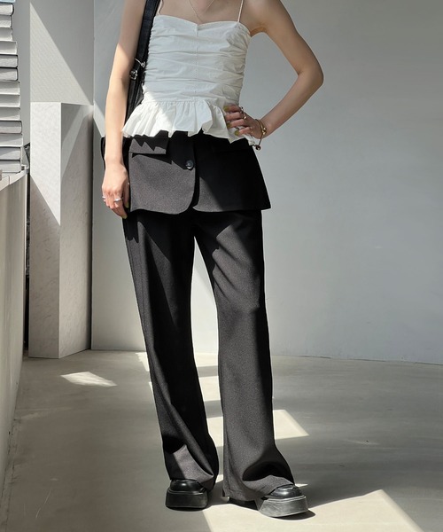 テーラードヘム レイヤードスラックス chw25s053-ファッション