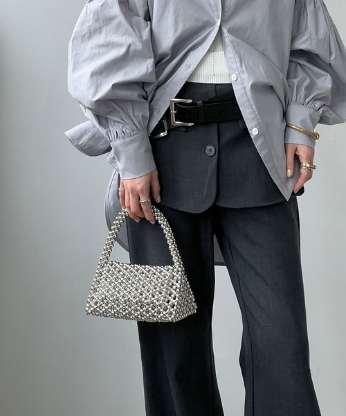 chuclla（チュクラ）の「テーラードヘム レイヤードスラックス chw25s053（その他パンツ・レディース・ダークグレー/ブラック・L/M/S）」の13枚目の写真