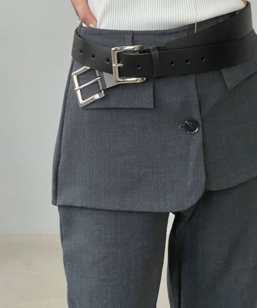 chuclla（チュクラ）の「テーラードヘム レイヤードスラックス chw25s053（その他パンツ・レディース・ダークグレー/ブラック・L/M/S）」の16枚目の写真