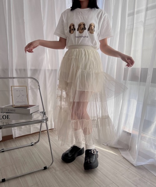 merrylatte（メリーラテ）の「シースルーチュールスカート（スカート・レディース・アイボリー・FREE）」の19枚目の写真