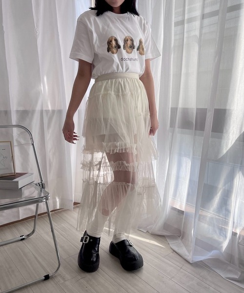 merrylatte（メリーラテ）の「シースルーチュールスカート（スカート・レディース・アイボリー・FREE）」の18枚目の写真