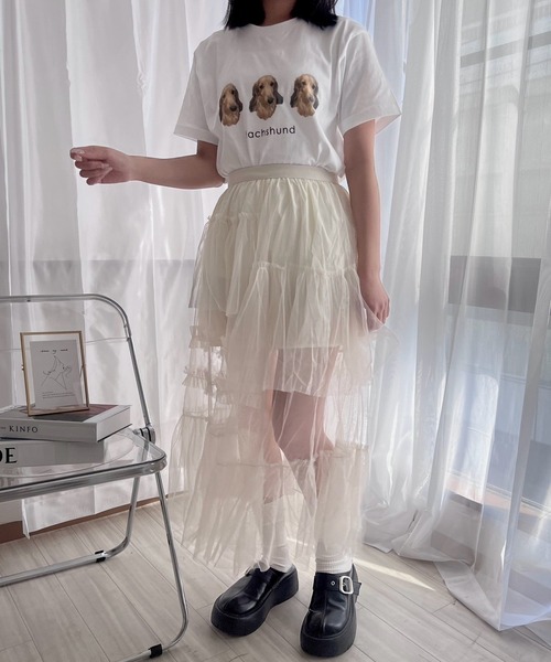 merrylatte（メリーラテ）の「シースルーチュールスカート（スカート