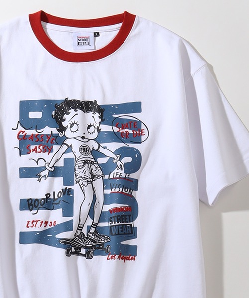 VISION STREET WEAR(ヴィジョンストリートウェア)の「【VISION STREET WEAR/ヴィジョンストリートウェア】×【BETTY BOOP/べティブ-プ】グラフィックプリント 半袖Tシャツ(Tシャツ/カットソー・メンズ・チャコール/ブラック系1/ホワイト系2/レッド系1/ホワイト系1/ホワイト系3・S/LL/L/M)」の4枚目の写真