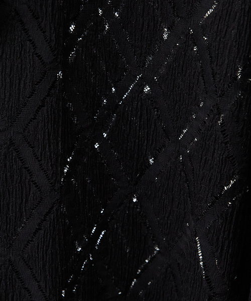 AH ABAHOUSE(エーエイチアバハウス)の「【AH ABAHOUSE】ダイヤ柄 シアーストレッチ 長袖シャツ(シャツ/ブラウス・メンズ・ブラック/ダークグリーン/オフホワイト・46/48)」の8枚目の写真