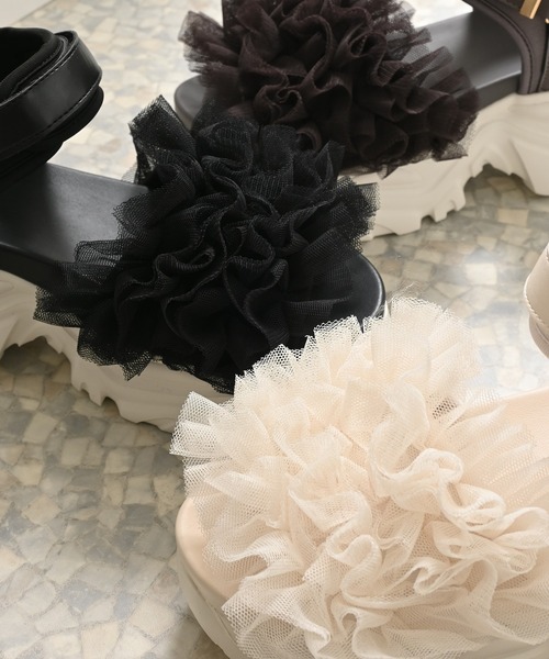 Honeys（ハニーズ）の「フリルスポーツサンダル（サンダル・レディース・ブラック/アイボリー/チャコール・L/LL/S/M）」の21枚目の写真