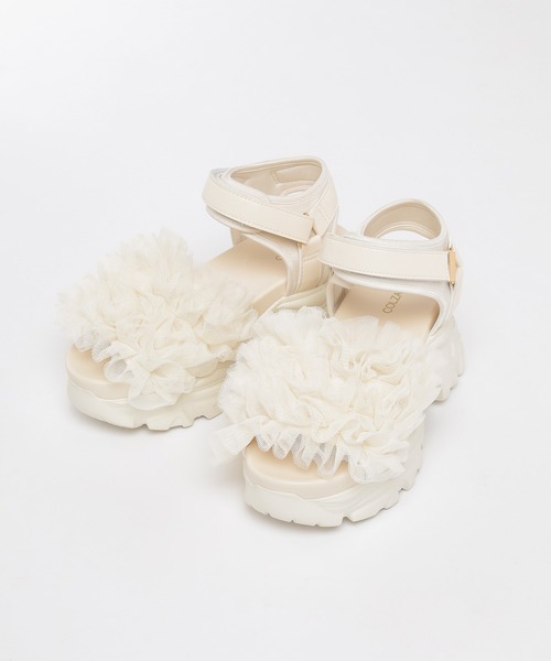 Honeys（ハニーズ）の「フリルスポーツサンダル（サンダル・レディース・ブラック/アイボリー/チャコール・L/LL/S/M）」の22枚目の写真