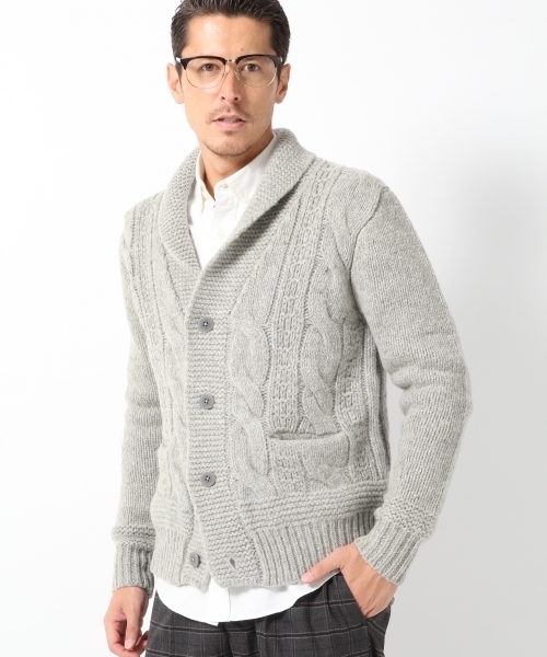 GLOBAL WORK(グローバルワーク)の「【一部店舗限定】ハンドニットショールカーデ/568281(カーディガン/ボレロ・メンズ・ネイビー/グレー・X-LARGE/LARGE/MEDIUM/SMALL)」の2枚目の写真