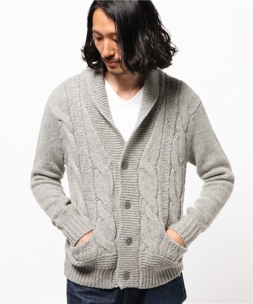 GLOBAL WORK(グローバルワーク)の「【一部店舗限定】ハンドニットショールカーデ/568281(カーディガン/ボレロ・メンズ・ネイビー/グレー・X-LARGE/LARGE/MEDIUM/SMALL)」の3枚目の写真