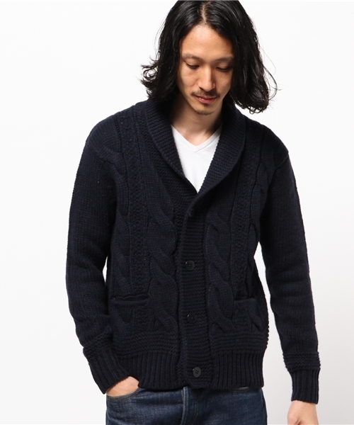 GLOBAL WORK(グローバルワーク)の「【一部店舗限定】ハンドニットショールカーデ/568281(カーディガン/ボレロ・メンズ・ネイビー/グレー・X-LARGE/LARGE/MEDIUM/SMALL)」の4枚目の写真