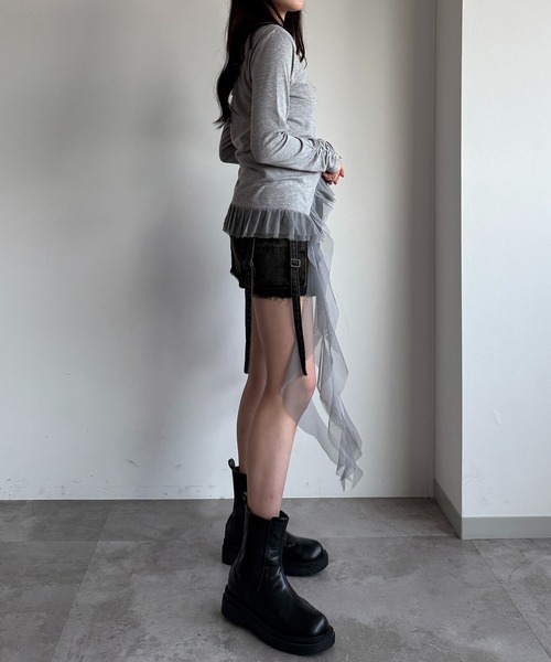 apres jour mignon(アプレジュールミニョン)の「ワンショルフリルロンT【ZOZOTOWN限定アイテム】(Tシャツ/カットソー・レディース・杢グレー/ブラック/ブラウン系その他・フリー/X-LARGE)」の8枚目の写真