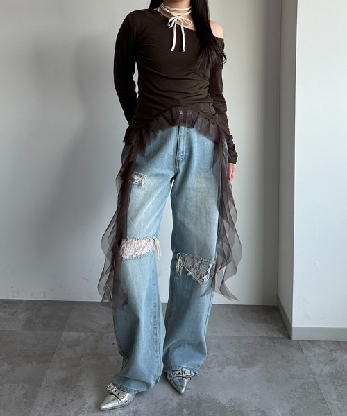 apres jour mignon(アプレジュールミニョン)の「ワンショルフリルロンT【ZOZOTOWN限定アイテム】(Tシャツ/カットソー・レディース・杢グレー/ブラック/ブラウン系その他・フリー/X-LARGE)」の10枚目の写真