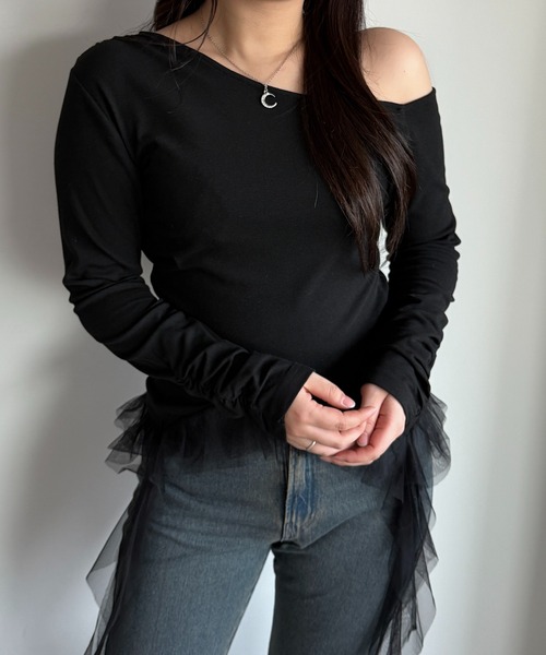 apres jour mignon(アプレジュールミニョン)の「ワンショルフリルロンT【ZOZOTOWN限定アイテム】(Tシャツ/カットソー・レディース・杢グレー/ブラック/ブラウン系その他・フリー/X-LARGE)」の12枚目の写真