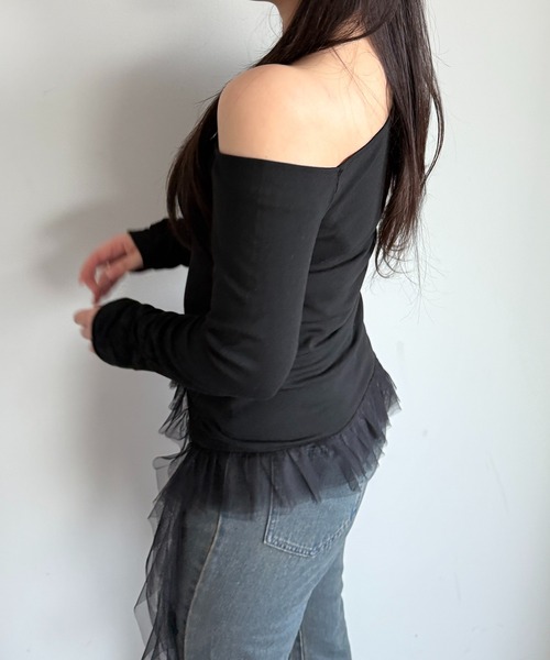 apres jour mignon(アプレジュールミニョン)の「ワンショルフリルロンT【ZOZOTOWN限定アイテム】(Tシャツ/カットソー・レディース・杢グレー/ブラック/ブラウン系その他・フリー/X-LARGE)」の13枚目の写真