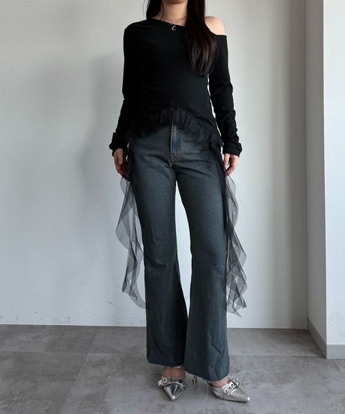 apres jour mignon(アプレジュールミニョン)の「ワンショルフリルロンT【ZOZOTOWN限定アイテム】(Tシャツ/カットソー・レディース・杢グレー/ブラック/ブラウン系その他・フリー/X-LARGE)」の14枚目の写真