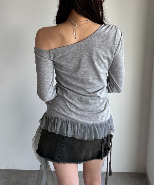 apres jour mignon(アプレジュールミニョン)の「ワンショルフリルロンT【ZOZOTOWN限定アイテム】(Tシャツ/カットソー・レディース・杢グレー/ブラック/ブラウン系その他・フリー/X-LARGE)」の16枚目の写真