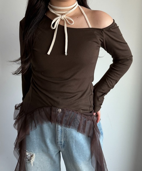 apres jour mignon(アプレジュールミニョン)の「ワンショルフリルロンT【ZOZOTOWN限定アイテム】(Tシャツ/カットソー・レディース・杢グレー/ブラック/ブラウン系その他・フリー/X-LARGE)」の17枚目の写真