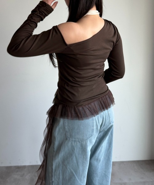 apres jour mignon(アプレジュールミニョン)の「ワンショルフリルロンT【ZOZOTOWN限定アイテム】(Tシャツ/カットソー・レディース・杢グレー/ブラック/ブラウン系その他・フリー/X-LARGE)」の19枚目の写真