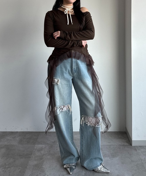 apres jour mignon(アプレジュールミニョン)の「ワンショルフリルロンT【ZOZOTOWN限定アイテム】(Tシャツ/カットソー・レディース・杢グレー/ブラック/ブラウン系その他・フリー/X-LARGE)」の20枚目の写真