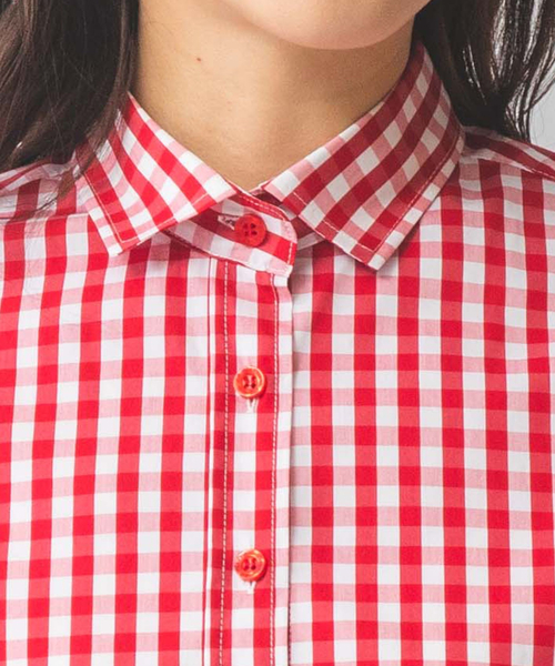 NARACAMICIE(ナラカミーチェ)の「【NARACAMICIE】スモールギンガム七分袖シャツ(シャツ/ブラウス・レディース・ブラック/レッド・L/XXL/M/S/XL)」の14枚目の写真