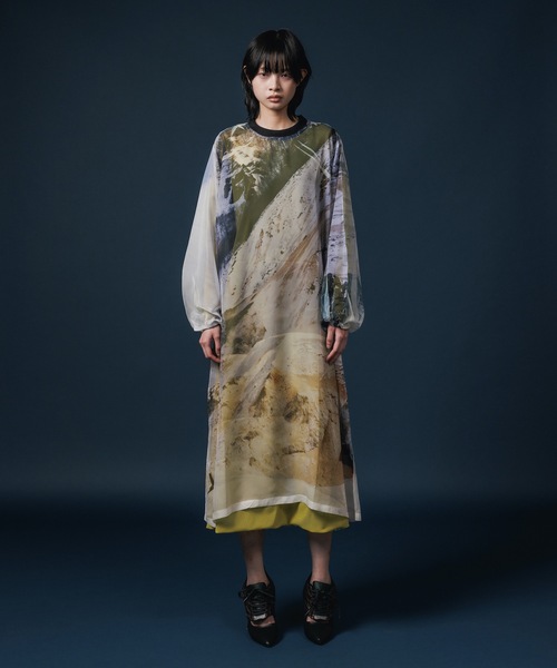 NON TOKYO（ノントーキョー）の「DIRECT PRINT SHEER ONE-PIECE（ワンピース・レディース・イエロー系/ホワイト系・FREE）」の5枚目の写真